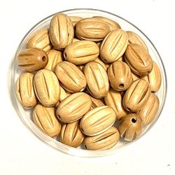 Lot Of 33 Fluted Wooden Beads