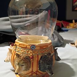 Native Wolf Pillar Candle Holder