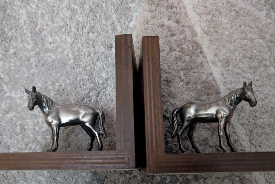 Silver Plated Horse Bookends