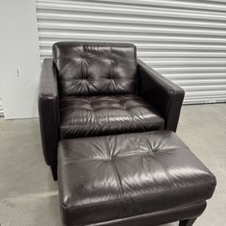 Faux Leather Chair & Ottoman