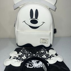 Loungefly Disney's Mickey Mouse Ghost Glow in the Dark Backpack and Ears Brand New w/Tags.