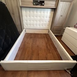 Queen ; Leather Headboard,  Footboard, & Side Rails 