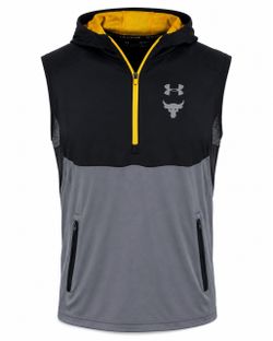 Under Armour Project Rock Vanish Men’s Medium Sleeveless Hoodie 1/4 Zip Black Gray