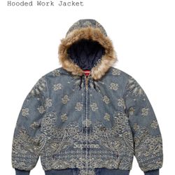 Supreme Bandana Jacquard Denim Hooded Work Jacket