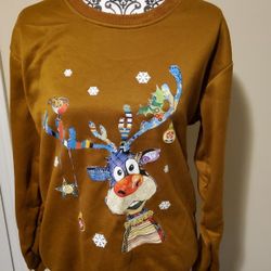 Funny Reindeer Christmas Sweatshirt Size Medium 