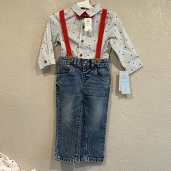 Cat & Jack Boys Suspender Top And Bottom