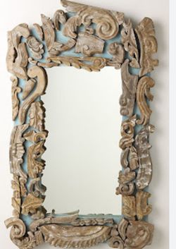 Authentic Anthropologie Solid reassembled statement antique carved vintage wood