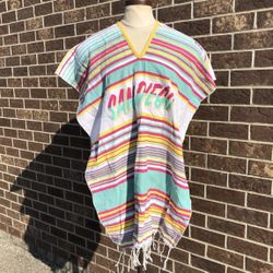 Striped San Diego Beach Poncho with Fringe