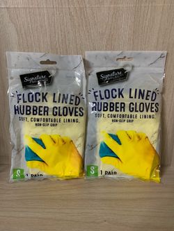 Flock Lined Rubber Gloves, Price for Both (multiple sets available)