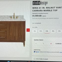 Mina 61 in. Vanity w/ real marble top