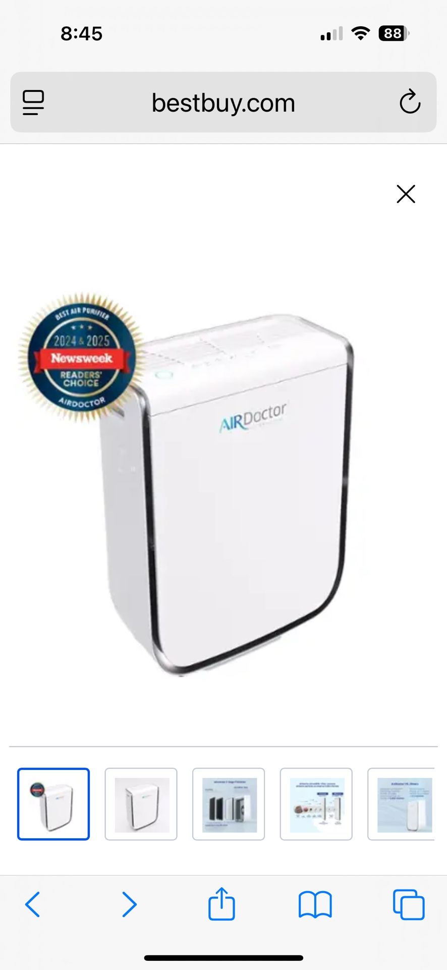 AIRDOCTOR AD2000 4 in 1 Air Purifier Air Purifier for Small & Medium Rooms and Small Bedrooms. 3 Stage Filtration