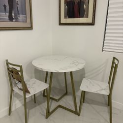 Mini Marble/Gold Bistro Set