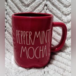 Rae Dunn Artisan Collection Coffee Tea Mug Red Large Letters PEPPERMINT MOCHA 