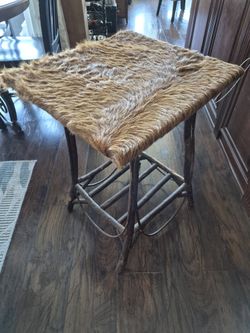 Collector's Item - Rustic Western Cowhide Side Table