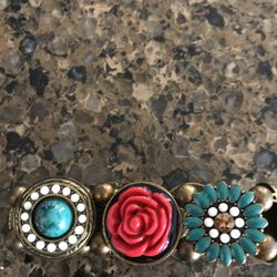 Brushed Gold Bracelet With Colorful Decor