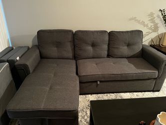 Dark Gray Sectional Sleeper Sofa with Chaise