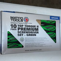 Matco 10 PIECE TOP TORQUE II™ SCREWDRIVER SET - GREEN  Part No. SSPCG10C
