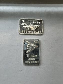 PURE SOLID SILVER 999% EACH BAR IS ONE GRAM BOTH FOR $65 