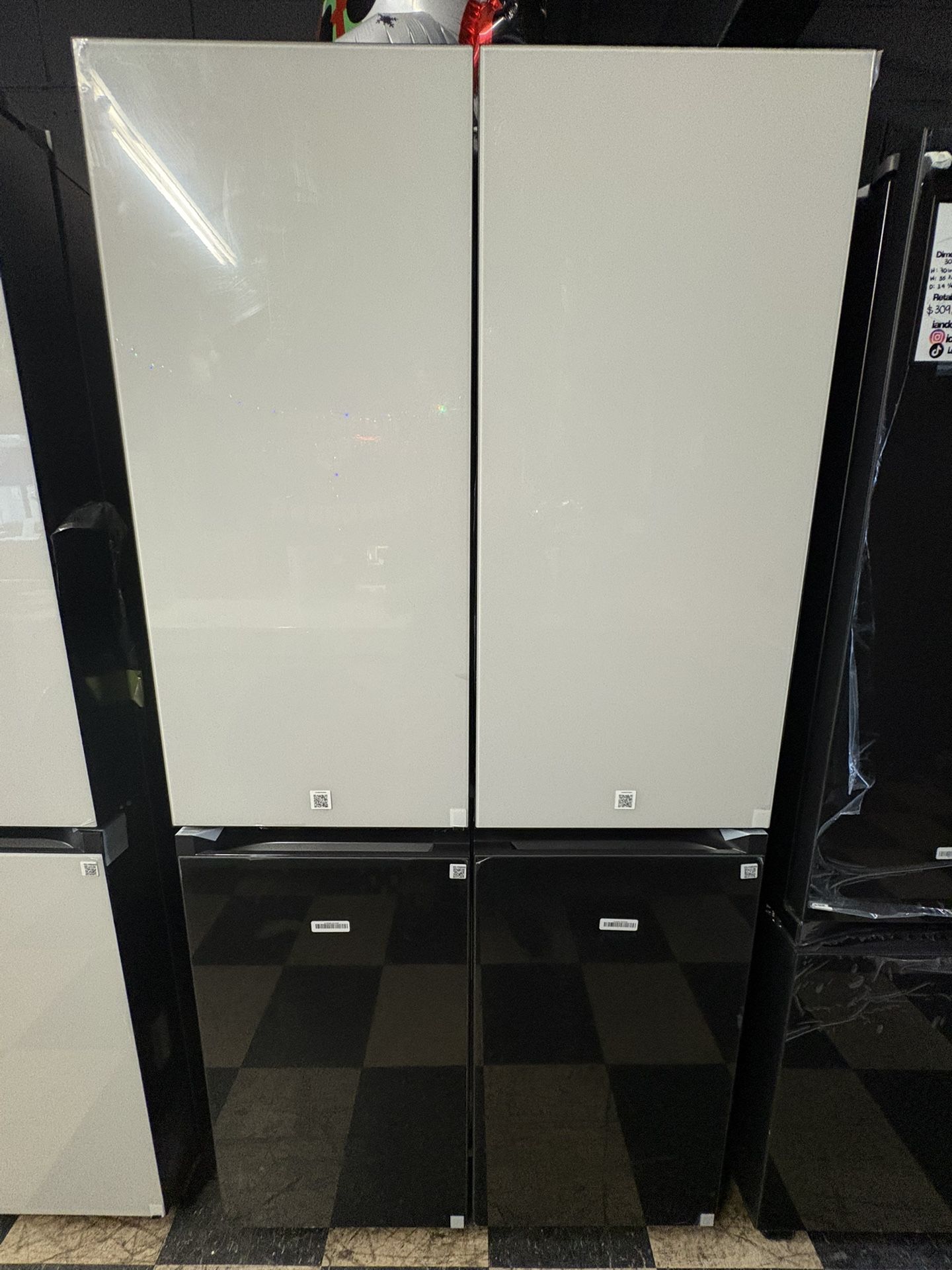 Samsung Bespoke Flex Refrigerator In White And Charcoal Glass