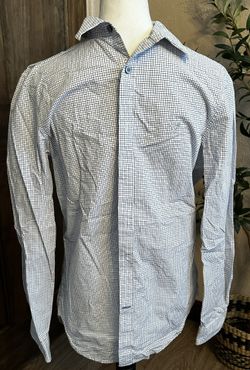 American Eagle Outfitters Slim Fit Mens Checked Gray/White  Dress Shirt M