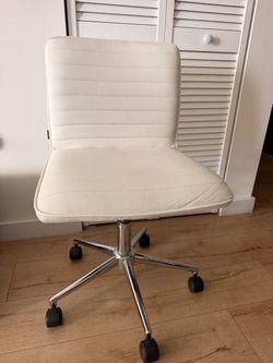 White Faux Leather Armless Office Chair