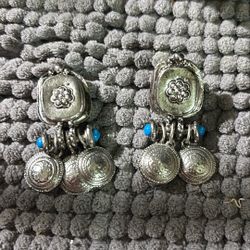 Vintage Silver And Turquoise Earrings 