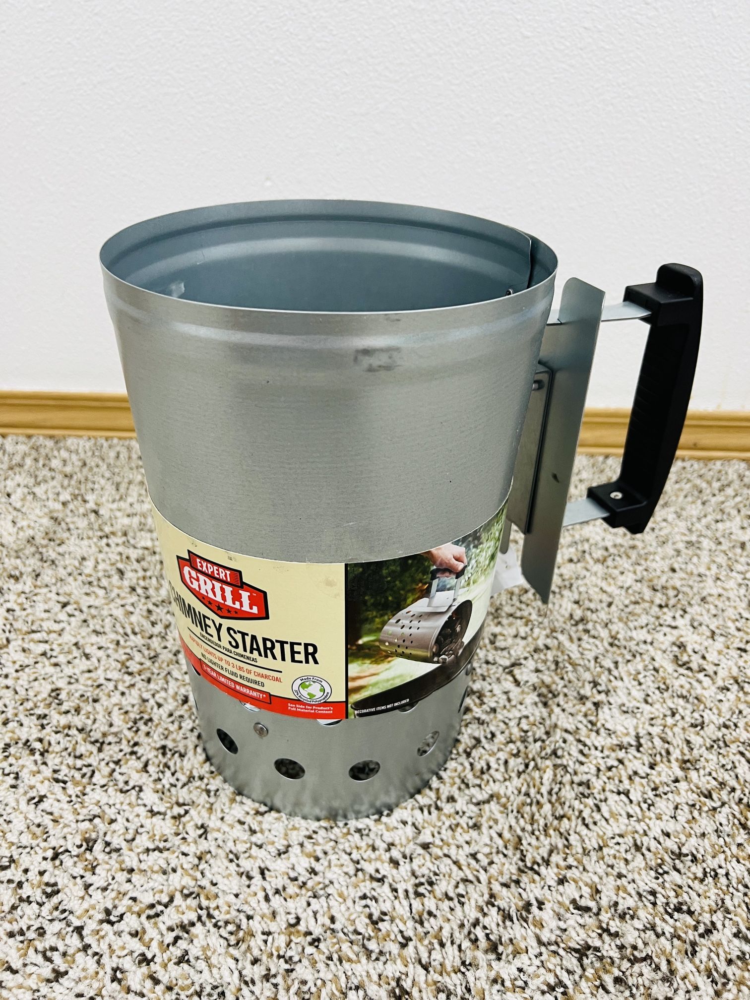 Expert Grill Charcoal Chimney Starter for Outdoors, with Safety Handle