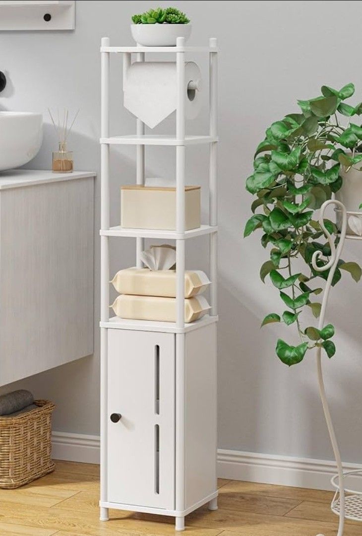 Toilet Paper Holder Stand – Compact Bathroom Storage Cabinet for Extra Rolls and Small Items