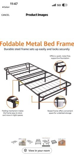 Twin XL Foldable Metal Bed Frame