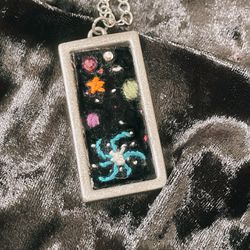 Handmade Embroidered Galaxy Necklace