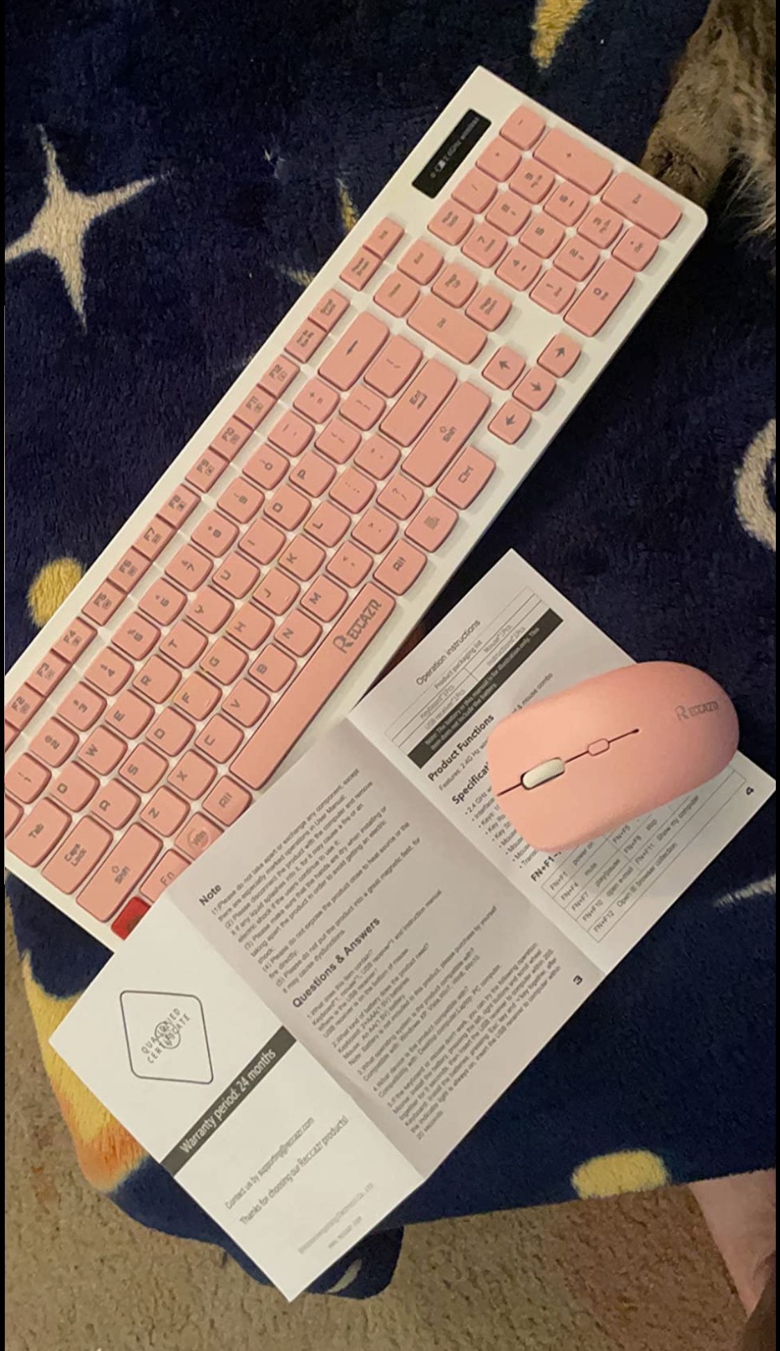 Reccazr Pink Wireless Keyboard& Mouse