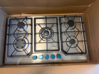 5 Burner Propane Gas Cooktop Indoor, Powerful Built-in Gas Stove Top with Auto Ignition, NG/LPG Convertible Dual Fuel, Portable Tabletop Counter Stove