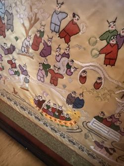 Vintage Chinese Silk Embroidery Called 100 Children