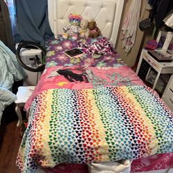 Twin Bed Frame Glamour White