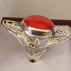 Precious vintage Ring 925 sterling silver 6.29gr Sz6 Red Jasper stone, Filigree style, 
