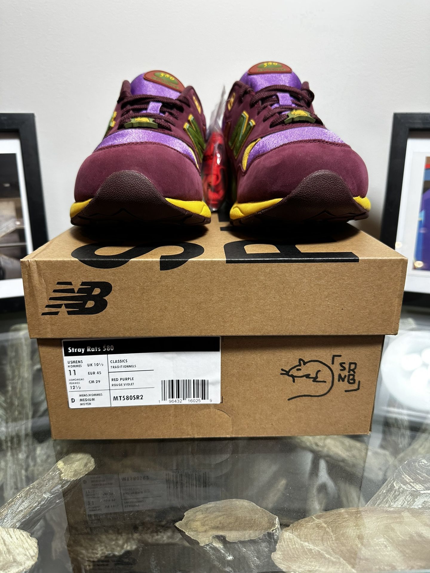 New Balance X Stray Rats 580 Men\'s Size 7 Tribute to 2007 - Burgundy Sneakers Stray Rats x New Balance 580 Tribute to 2007 - Burgundy for  main image 2
