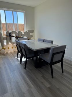 Marble Top Dining Table with 6 Chairs