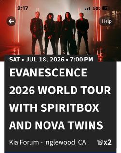 2 Evanescence Tickets