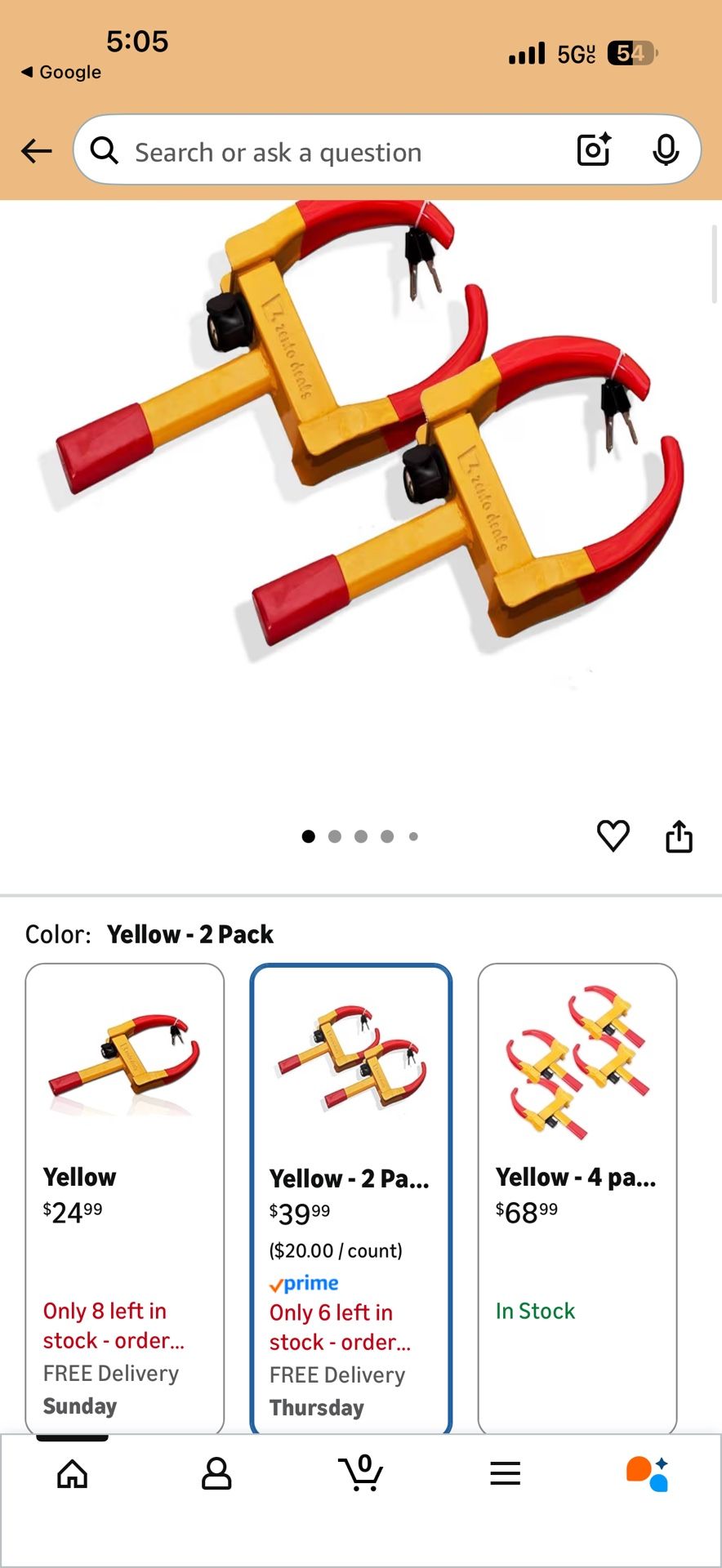 2 Pack Security Tire Clamp - Premium Quality Heavy Duty Anti- Theft Vehicle Wheel Lock Universal Fit Most Vehicles Trailers SUV ATV’s Moto