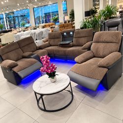 Modern power 3 piece reclining sofa set