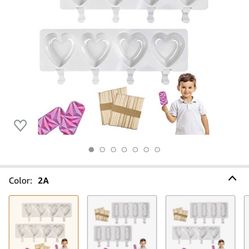 2 Pack Popsicle Molds Silicone Ice Pop Molds Heart 