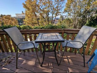 High Patio Bar Height Set Table & 2 Chairs