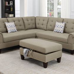 3-Piece Sectional Sofa Reversible Sectional