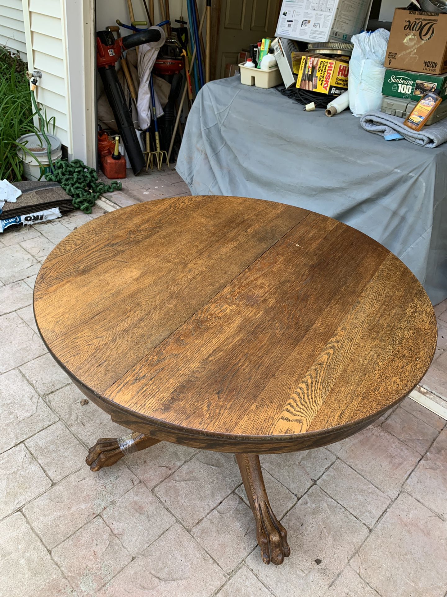 Antique Oak captains table w/two leaves
