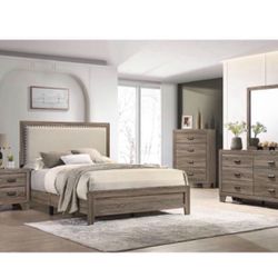 Bedroom set 4pc Queen including  Q Bed Frame Dresser Mirror one Nightstand  Not including mattress and box spring 