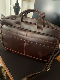 Brown Leather Laptop Briefcase Bag