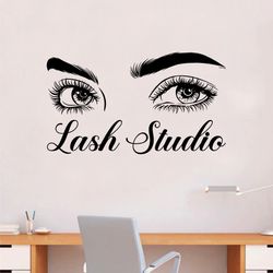 Lash Studio Wall Decal Home Decor Business Window Art Eyelashes Brows Eyebrows Makeup Bar Vanity Brushes Beauty Girls