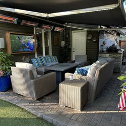 Sunset West Coronado Patio Lounge Set with Cedar Ridge Gas Fire Pit