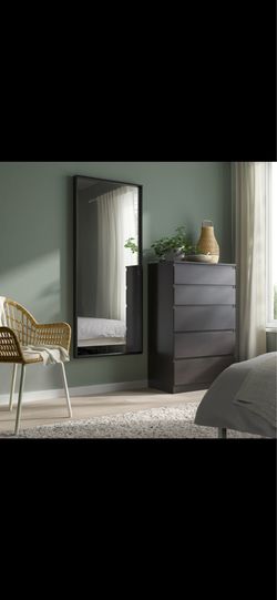 IKEA NISSEDAL Mirror, black, 25 5/8x59 decor