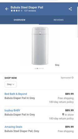 Bubula Diaper Pail in Grey